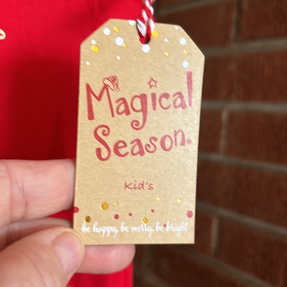 NWT Magical Season Red Fa La La Fringed Christmas Tree Short Sleeves Tee XS - Picture 6 of 16